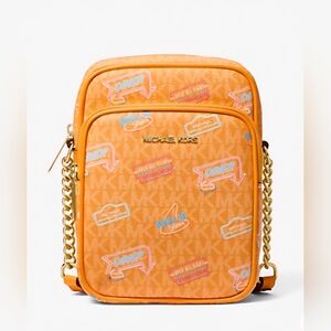 Michael Kors Jet Set Travel Pop Orange MD NS Chain Crossbody Purse